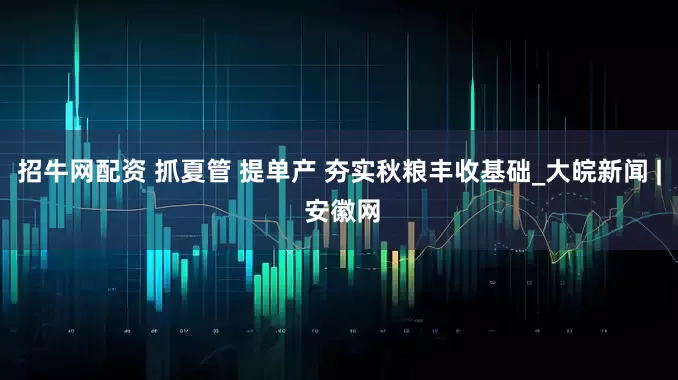 招牛网配资 抓夏管 提单产 夯实秋粮丰收基础_大皖新闻 | 安徽网